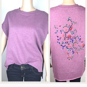 NWT Eleven Paris purple embroidered sweater top